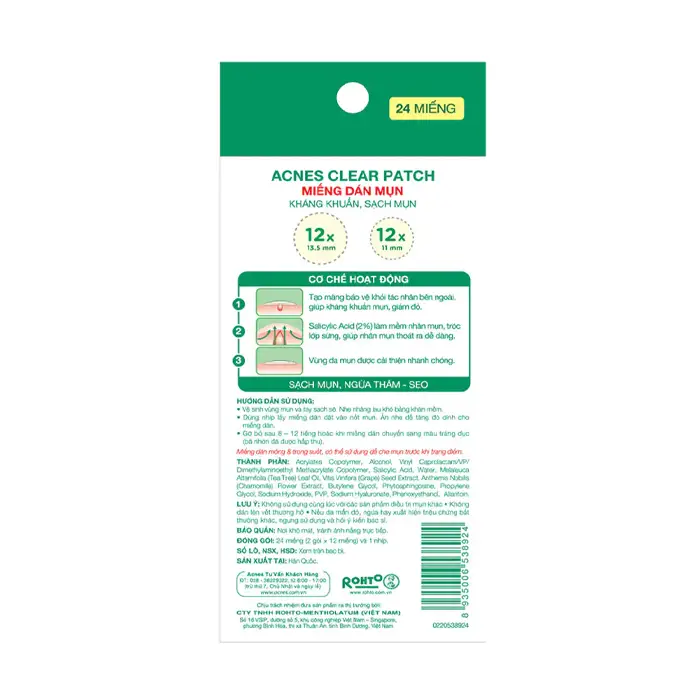 Acnes Clear Patch Rohto Mentholatum Miếng dán mụn (24 miếng ) - 2