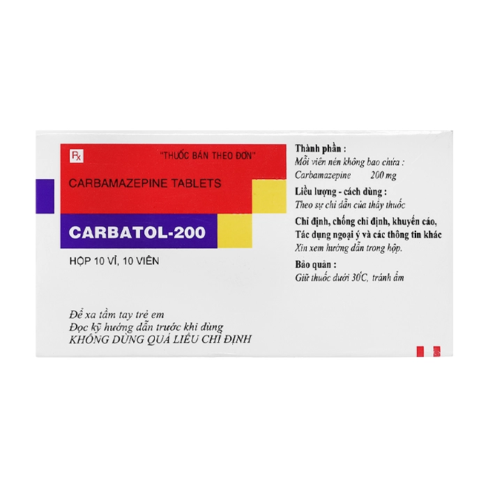 Thuốc Carbatol 200mg Điều trị bệnh động kinh cục bộ (100 viên)