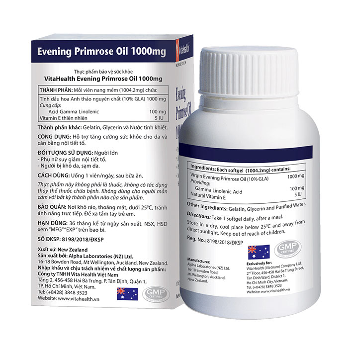 Evening Primrose Oil 1000mg VitaHealth Viên uống tinh dầu hoa anh thảo (60 viên) - 3