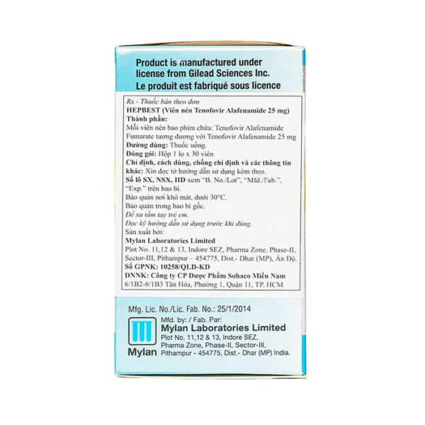 Thuốc Hepbest 25mg Điều trị viêm gan B (30 viên) - 3