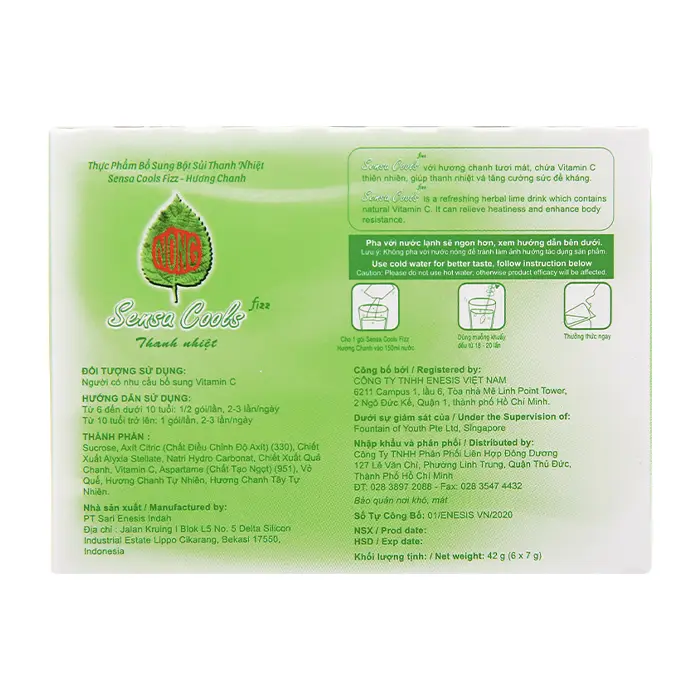 Sensa Cools Bột sủi thanh nhiệt bổ sung vitamin C (6 gói) - 3